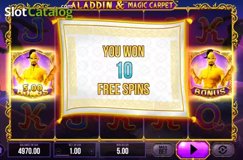 Free Spins Win Screen 2. Aladdin and The Magic Carpet slot