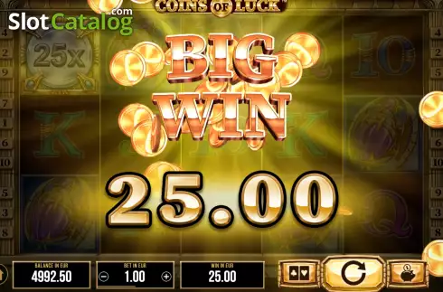 Big Win screen. Coins of Luck slot