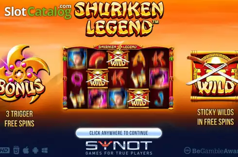 Start Screen. Shuriken Legend slot