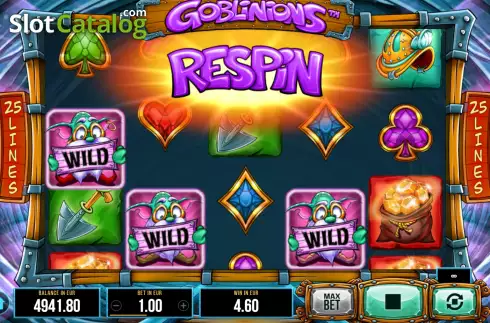 Sticky Wilds Respin Feature Win Screen. Goblinions slot
