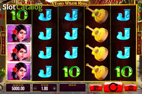 Game Screen. Toro Wilds Reel slot