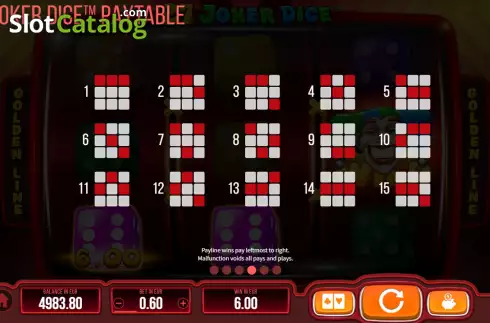 Paylines screen. 27 Joker Dice slot