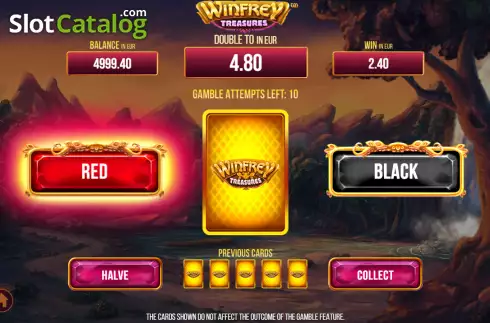 Risk Game screen. Winfrey Treasures slot