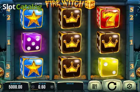 Game screen. Fire Witch Dice slot