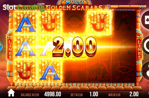 Win screen. Multi Golden Scarabs slot