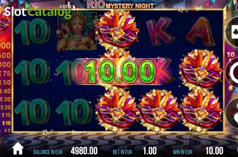 Win screen. Rio Mystery Night slot