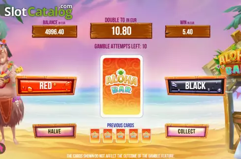 Risk Game screen. Aloha Bar slot