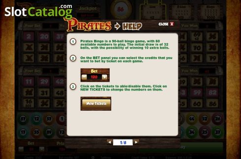 Paytable 1. Pirates Bingo (Salsa Technology) slot