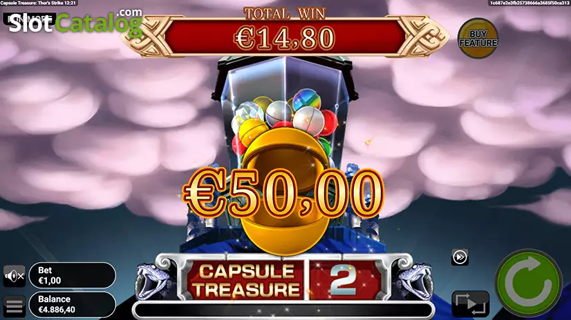 Capsule Treasure Thor’s Strike Bonus Game Win Screen
