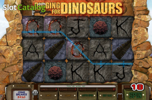 Win Screen. Digging for Dinosaurs slot