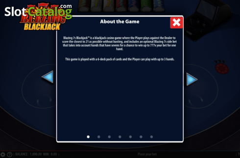 Skärmdump8. Blazing 7's Blackjack slot