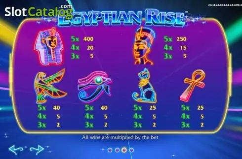 Paytable 3. Egyptian Rise slot