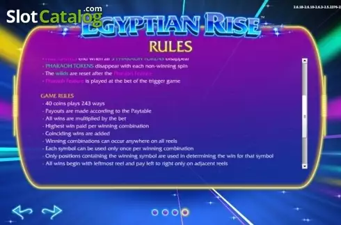 Game rules 2. Egyptian Rise slot