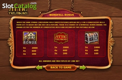 Paytable 3. Attic Treasure slot