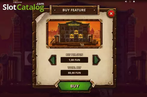 Buy Feature Screen. Wilds of the West slot