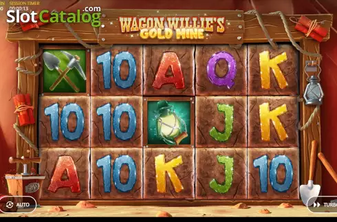 Game screen. Wagon Willie's Gold Mine slot