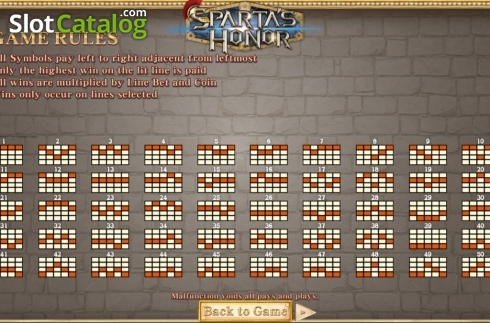 Paylines. Sparta's Honor slot