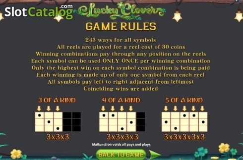 Paylines. Lucky Clover (SimplePlay) slot