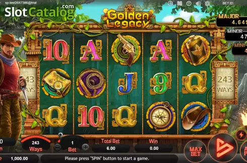 Game screen. Golden Legacy (SimplePlay) slot