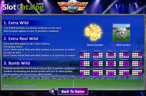 Game Features screen 2. World Cup Night slot