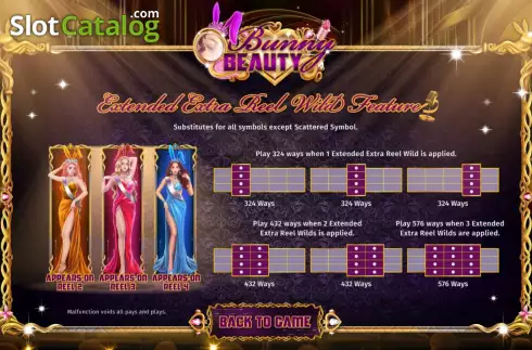 Game Features screen 2. Bunny Beauty slot