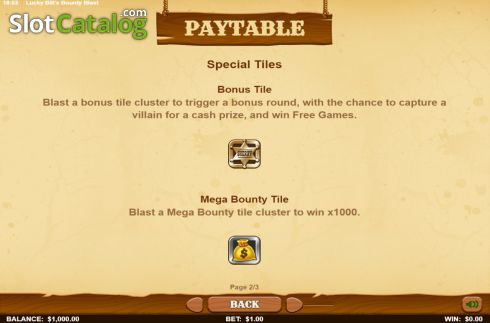 Special Tile Screen. Lucky Bills Bounty Blast slot