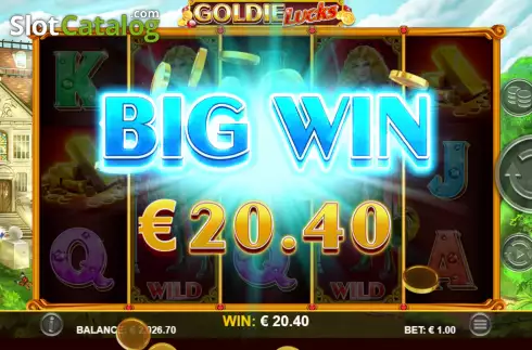 Big Win screen. Goldie Lucks slot
