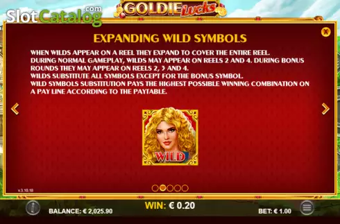 Expanding Wild screen. Goldie Lucks slot