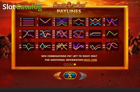 Paylines screen. Genghis The Great slot