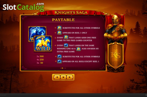 Features. Knight's Saga slot