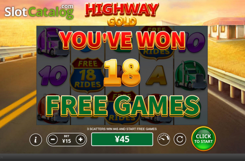 Free spins screen. Highway Gold slot