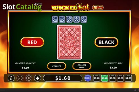 Risk/Gamble game screen. Wicked Hot slot