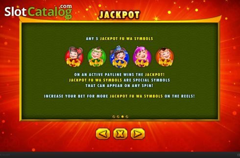 Jackpot screen. Wu Fu Wa Wa slot