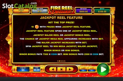 Jackpot feature screen. Fire Reel Deluxe slot