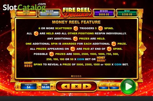 Money Reel Feature screen. Fire Reel Deluxe slot