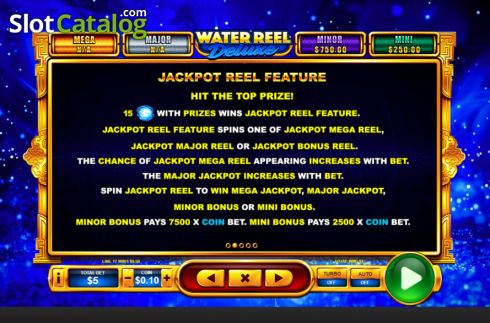 Jackpot feature screen. Water Reel Deluxe slot