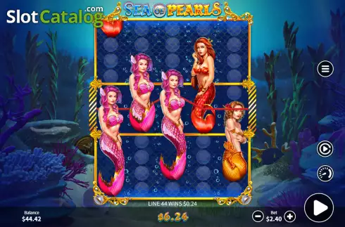 Win screen. Sea of Pearls slot