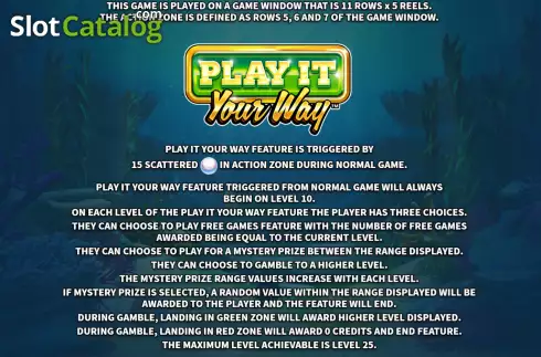 Play it your way feature screen. Sea of Pearls slot