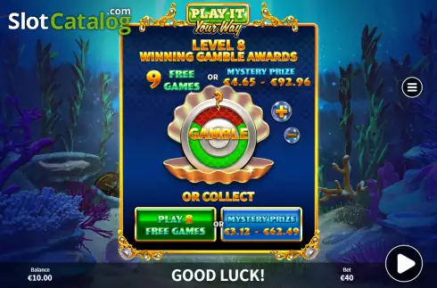 Free games screen. The Pearl Game slot