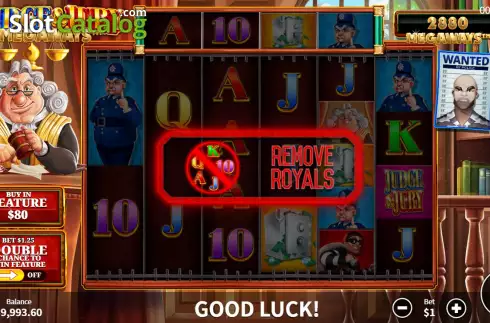Feature Screen. Judge and Jury Megaways slot