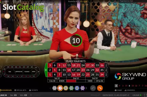 Game screen. Live Roulette (Skywind Group) slot