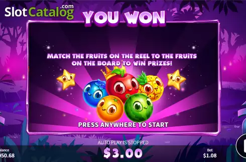 Bonus Game Win Screen. Forest Fruit Magic slot