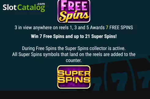 Game Features screen 2. Super Spins Harlequin Wins slot