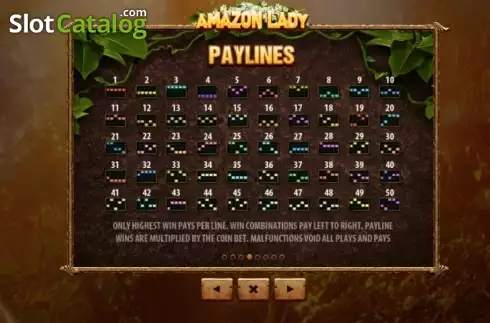 Paytable 4. Amazon Lady slot