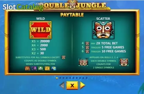 Paytable 1. Double Jungle slot