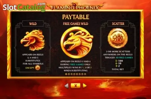 Paytable 1. Flaming Phoenix (Skywind Group) slot
