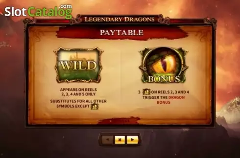 Paytable 1. Legendary Dragons slot
