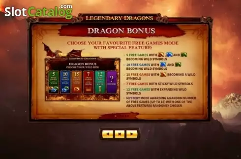 Paytable 3. Legendary Dragons slot