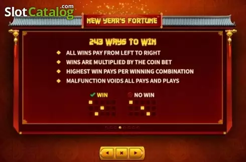 Paytable 4. New Year's Fortune slot