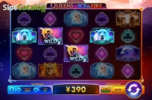 Win Screen . Queens of Ice and Fire slot
